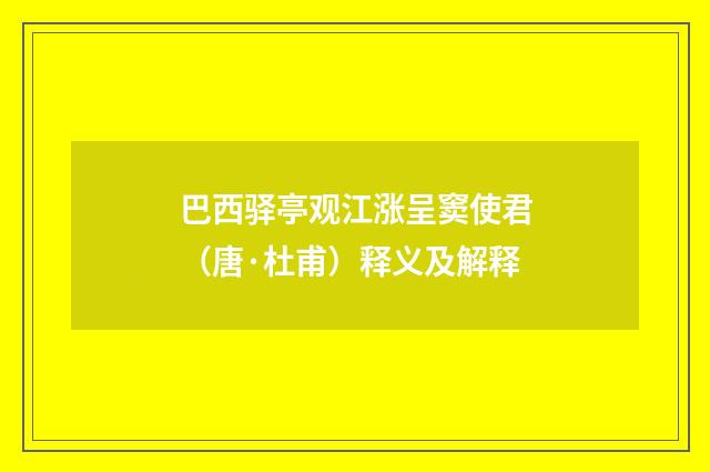 巴西驿亭观江涨呈窦使君（唐·杜甫）释义及解释