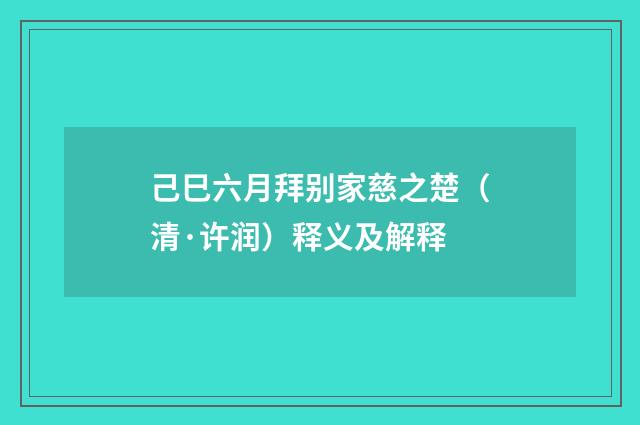 己巳六月拜别家慈之楚（清·许润）释义及解释