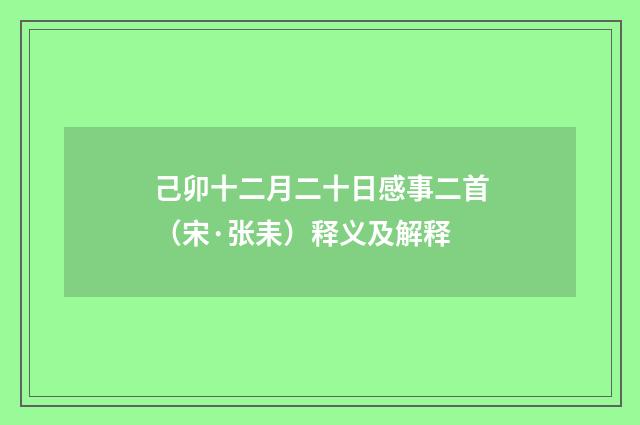 己卯十二月二十日感事二首（宋·张耒）释义及解释