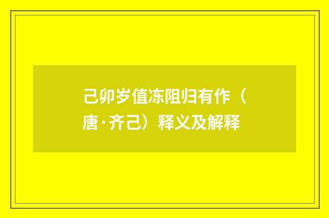 己卯岁值冻阻归有作（唐·齐己）释义及解释