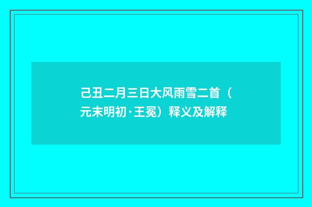 己丑二月三日大风雨雪二首（元末明初·王冕）释义及解释