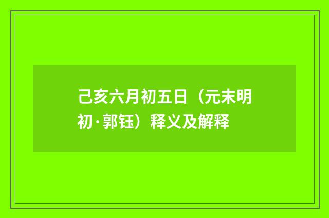 己亥六月初五日（元末明初·郭钰）释义及解释