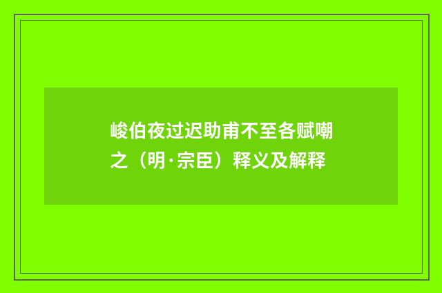 峻伯夜过迟助甫不至各赋嘲之（明·宗臣）释义及解释