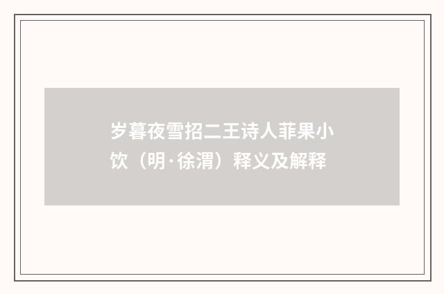 岁暮夜雪招二王诗人菲果小饮（明·徐渭）释义及解释