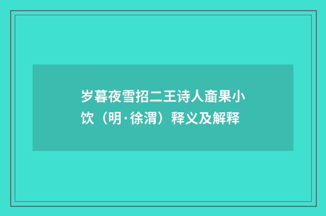 岁暮夜雪招二王诗人齑果小饮（明·徐渭）释义及解释