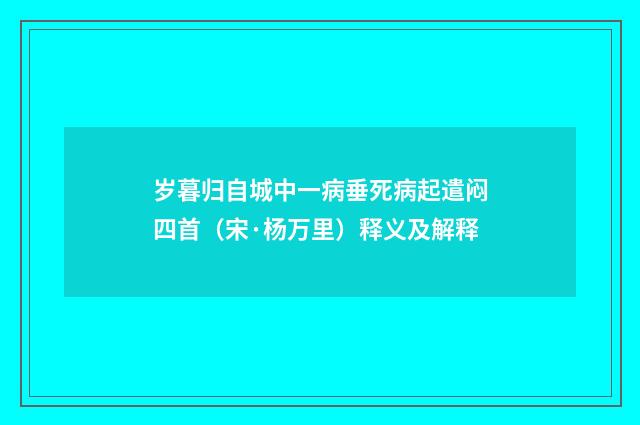 岁暮归自城中一病垂死病起遣闷四首（宋·杨万里）释义及解释