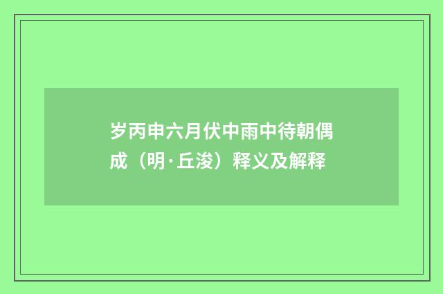 岁丙申六月伏中雨中待朝偶成（明·丘浚）释义及解释