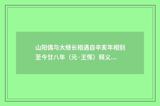 山阳偶与大继长相遇自辛亥年相别至今廿八年（元·王恽）释义及解释
