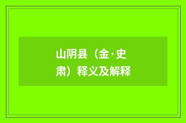 山阴县（金·史肃）释义及解释