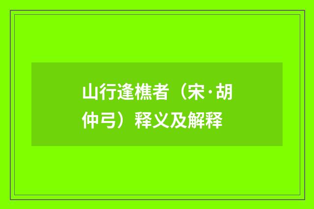 山行逢樵者（宋·胡仲弓）释义及解释