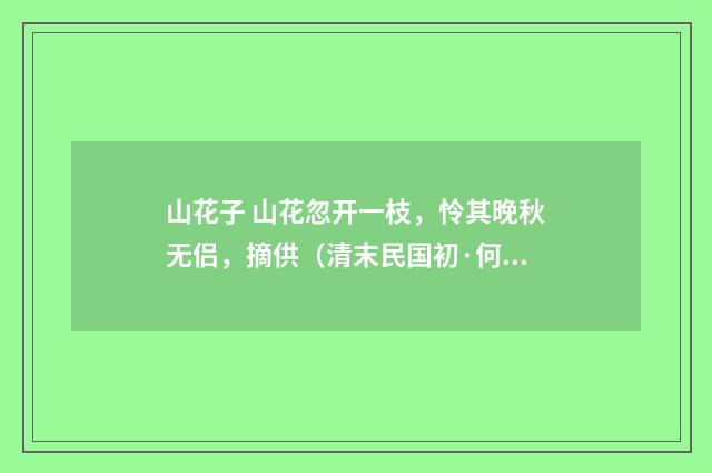山花子 山花忽开一枝，怜其晚秋无侣，摘供（清末民国初·何振岱）释义及解释
