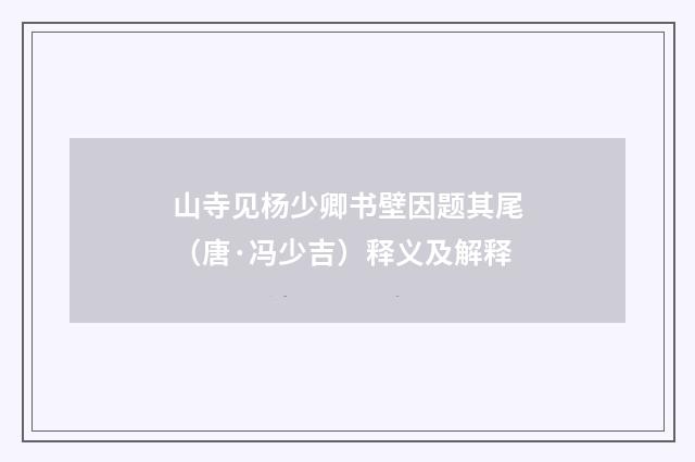 山寺见杨少卿书壁因题其尾（唐·冯少吉）释义及解释
