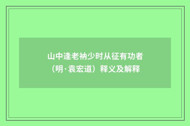 山中逢老衲少时从征有功者（明·袁宏道）释义及解释