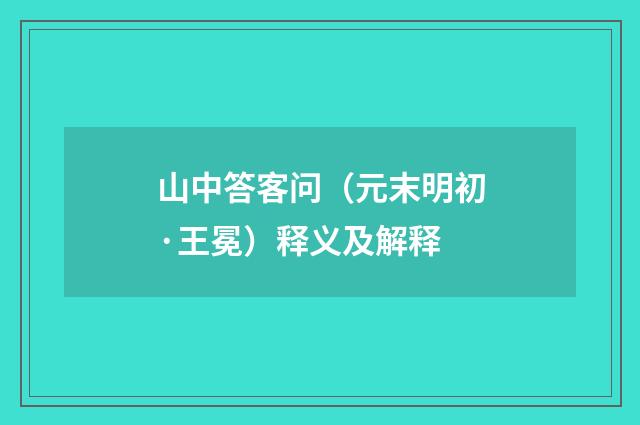 山中答客问（元末明初·王冕）释义及解释