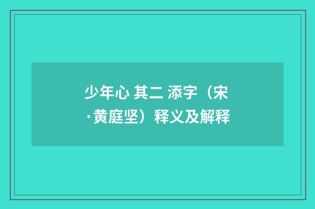 少年心 其二 添字（宋·黄庭坚）释义及解释