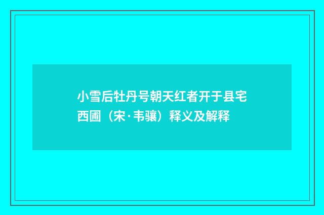 小雪后牡丹号朝天红者开于县宅西圃（宋·韦骧）释义及解释