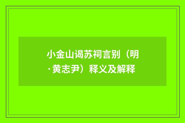 小金山谒苏祠言别（明·黄志尹）释义及解释