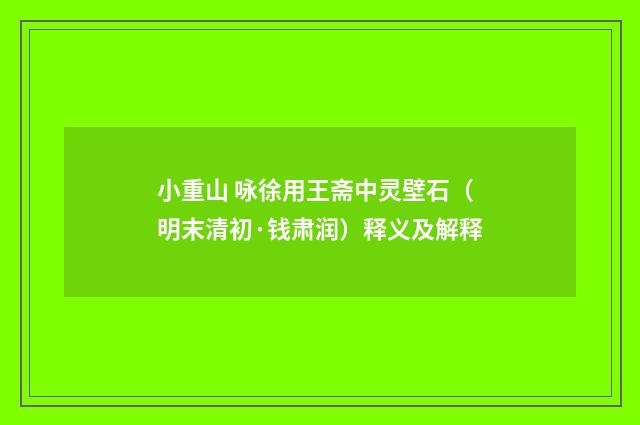 小重山 咏徐用王斋中灵壁石（明末清初·钱肃润）释义及解释