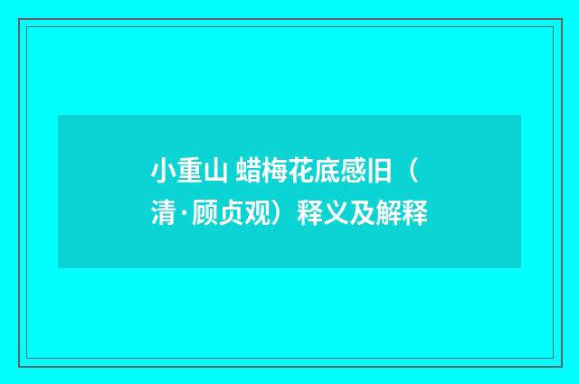 小重山 蜡梅花底感旧（清·顾贞观）释义及解释