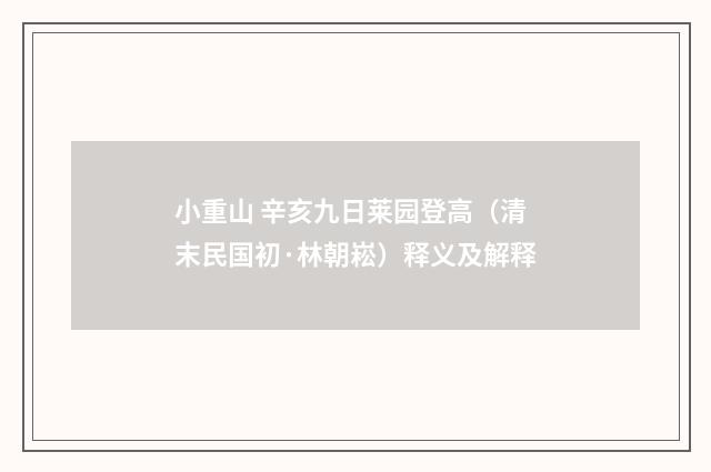 小重山 辛亥九日莱园登高（清末民国初·林朝崧）释义及解释