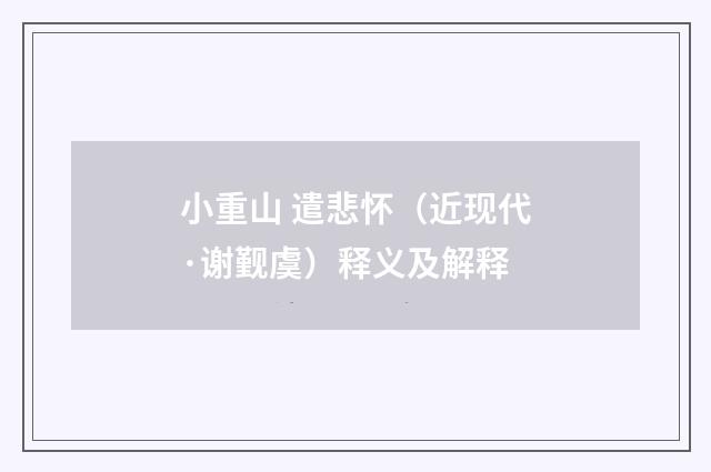 小重山 遣悲怀（近现代·谢觐虞）释义及解释
