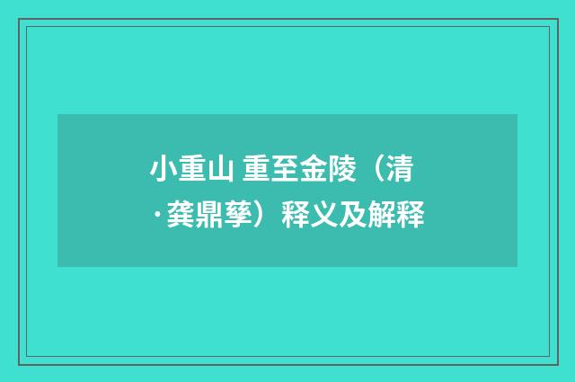 小重山 重至金陵（清·龚鼎孳）释义及解释