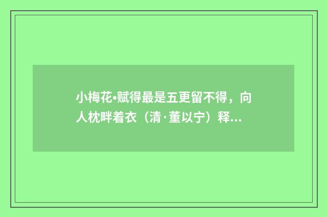 小梅花•赋得最是五更留不得，向人枕畔着衣（清·董以宁）释义及解释