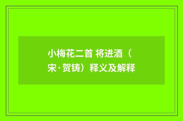 小梅花二首 将进酒（宋·贺铸）释义及解释