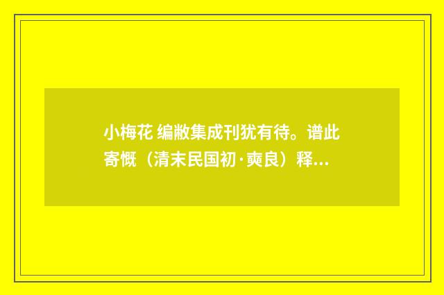小梅花 编敝集成刊犹有待。谱此寄慨（清末民国初·奭良）释义及解释