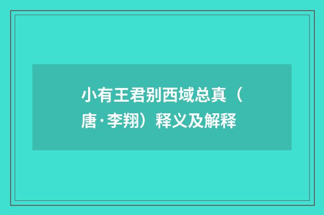 小有王君别西域总真（唐·李翔）释义及解释
