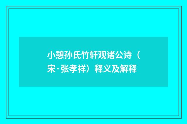 小憩孙氏竹轩观诸公诗（宋·张孝祥）释义及解释