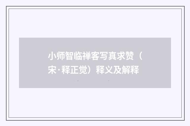 小师智临禅客写真求赞（宋·释正觉）释义及解释