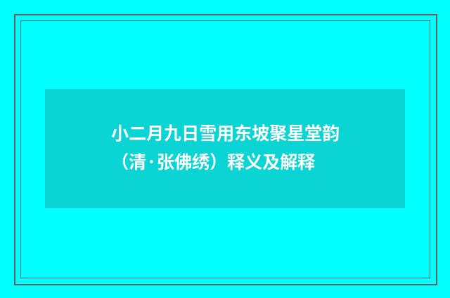 小二月九日雪用东坡聚星堂韵（清·张佛绣）释义及解释