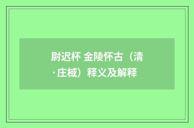 尉迟杯 金陵怀古（清·庄棫）释义及解释
