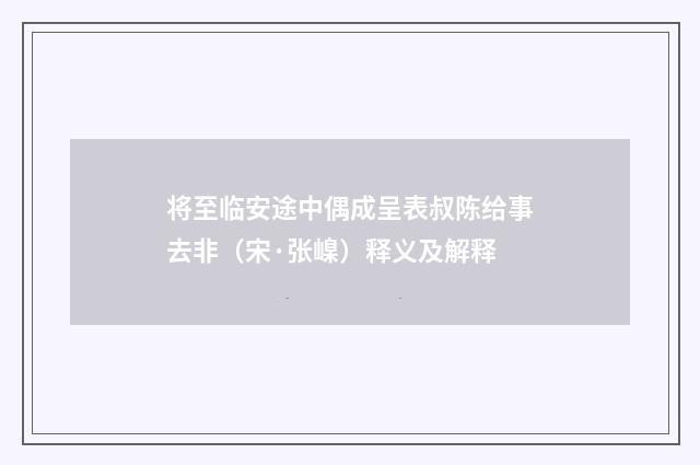 将至临安途中偶成呈表叔陈给事去非（宋·张嵲）释义及解释