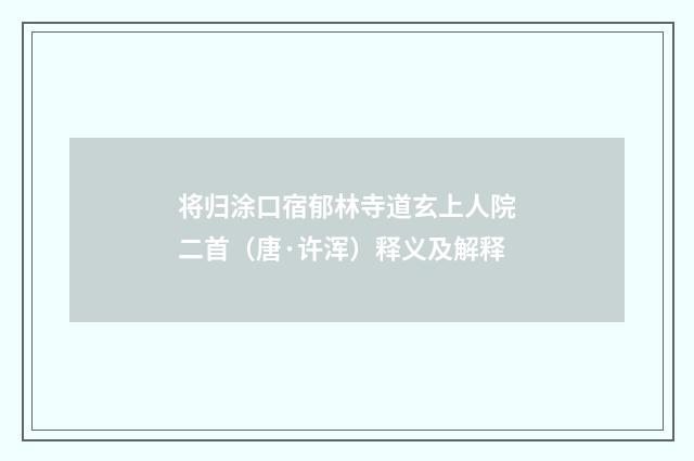 将归涂口宿郁林寺道玄上人院二首（唐·许浑）释义及解释
