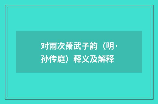 对雨次萧武子韵（明·孙传庭）释义及解释