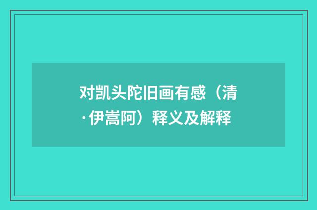 对凯头陀旧画有感（清·伊嵩阿）释义及解释