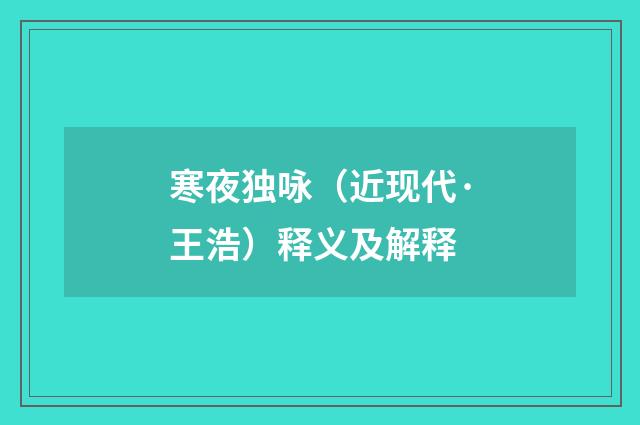 寒夜独咏（近现代·王浩）释义及解释
