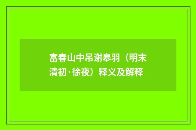 富春山中吊谢皋羽（明末清初·徐夜）释义及解释