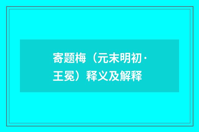 寄题梅（元末明初·王冕）释义及解释
