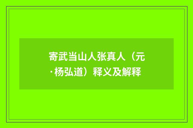 寄武当山人张真人（元·杨弘道）释义及解释