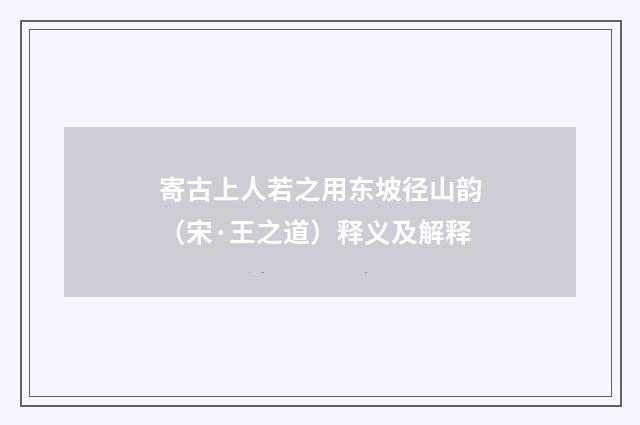 寄古上人若之用东坡径山韵（宋·王之道）释义及解释