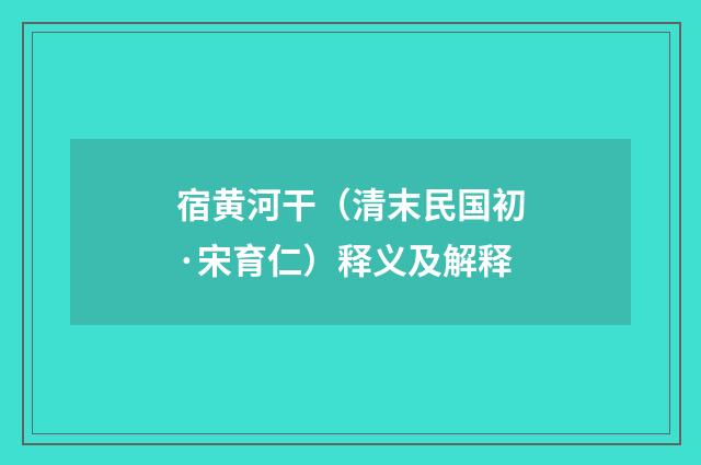 宿黄河干（清末民国初·宋育仁）释义及解释