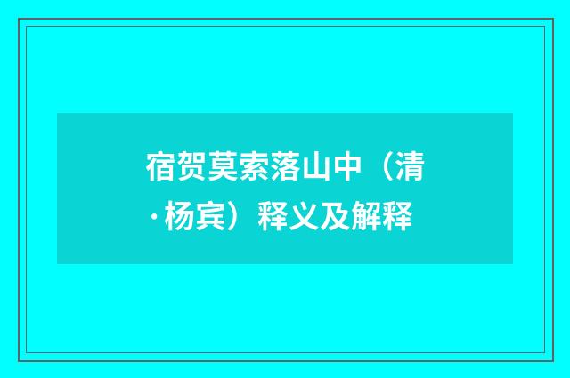 宿贺莫索落山中（清·杨宾）释义及解释