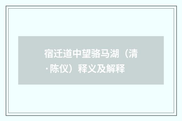 宿迁道中望骆马湖（清·陈仪）释义及解释