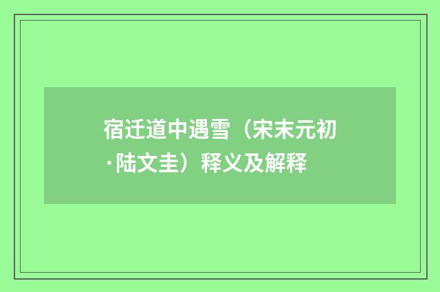宿迁道中遇雪（宋末元初·陆文圭）释义及解释
