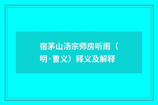 宿茅山汤宗师房听雨（明·曹义）释义及解释
