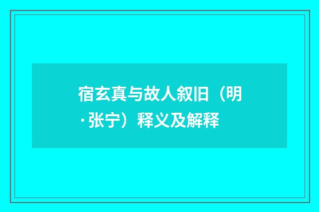 宿玄真与故人叙旧（明·张宁）释义及解释
