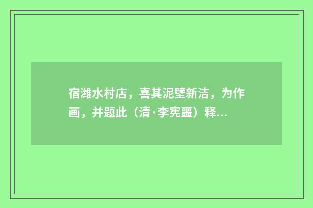 宿潍水村店，喜其泥壁新洁，为作画，并题此（清·李宪噩）释义及解释